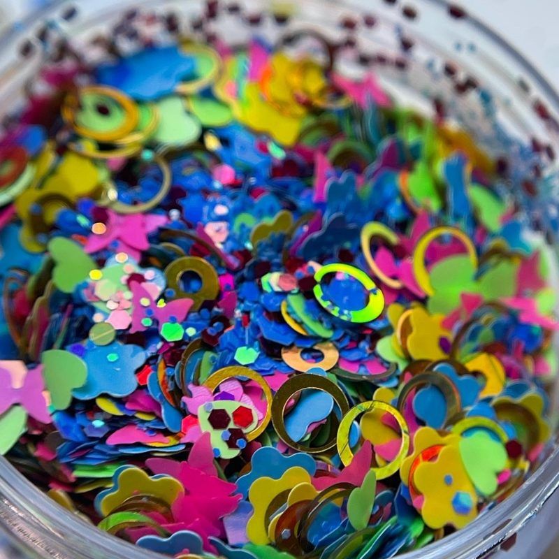 Glitters spring mix figuras neon holográfico
