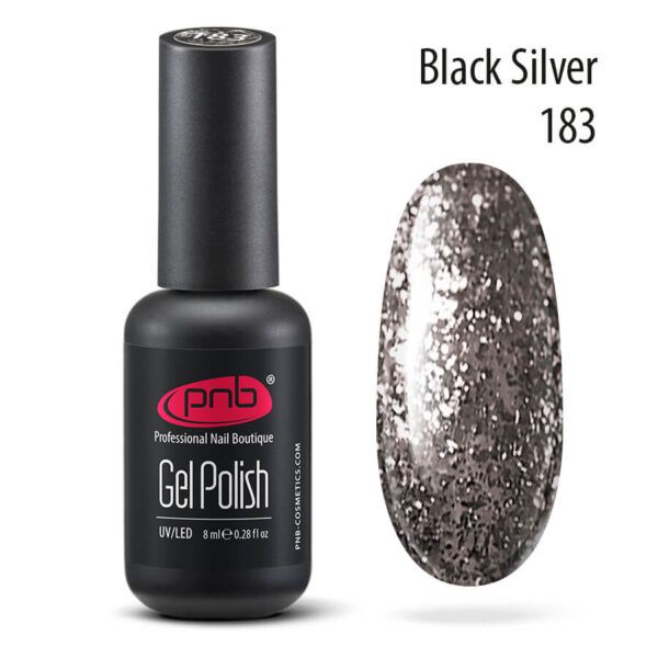Gel nail polish PNB 8 ml Black Silver 183