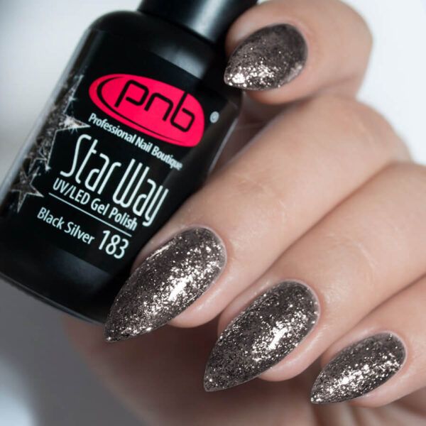 Gel nail polish PNB 8 ml Black Silver 183