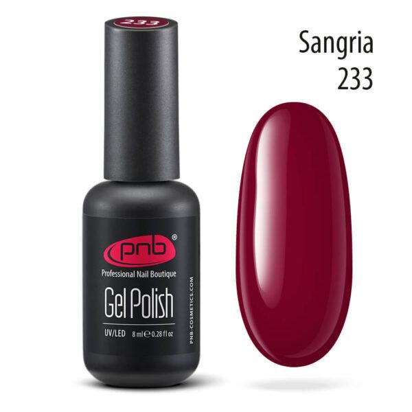 Gel nail polish PNB 8 ml Sangria 233 - Imagen 3
