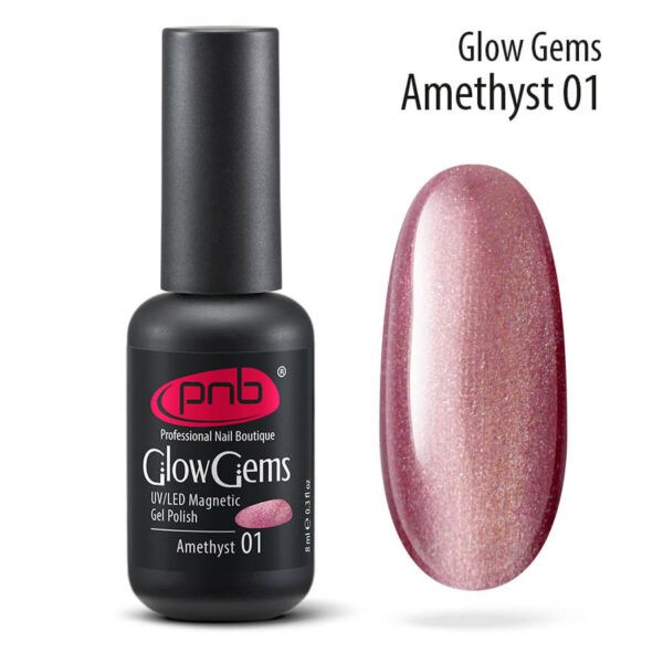 Gel Magnetic Polish PNB Glow Gems 8ml Amethyst 01