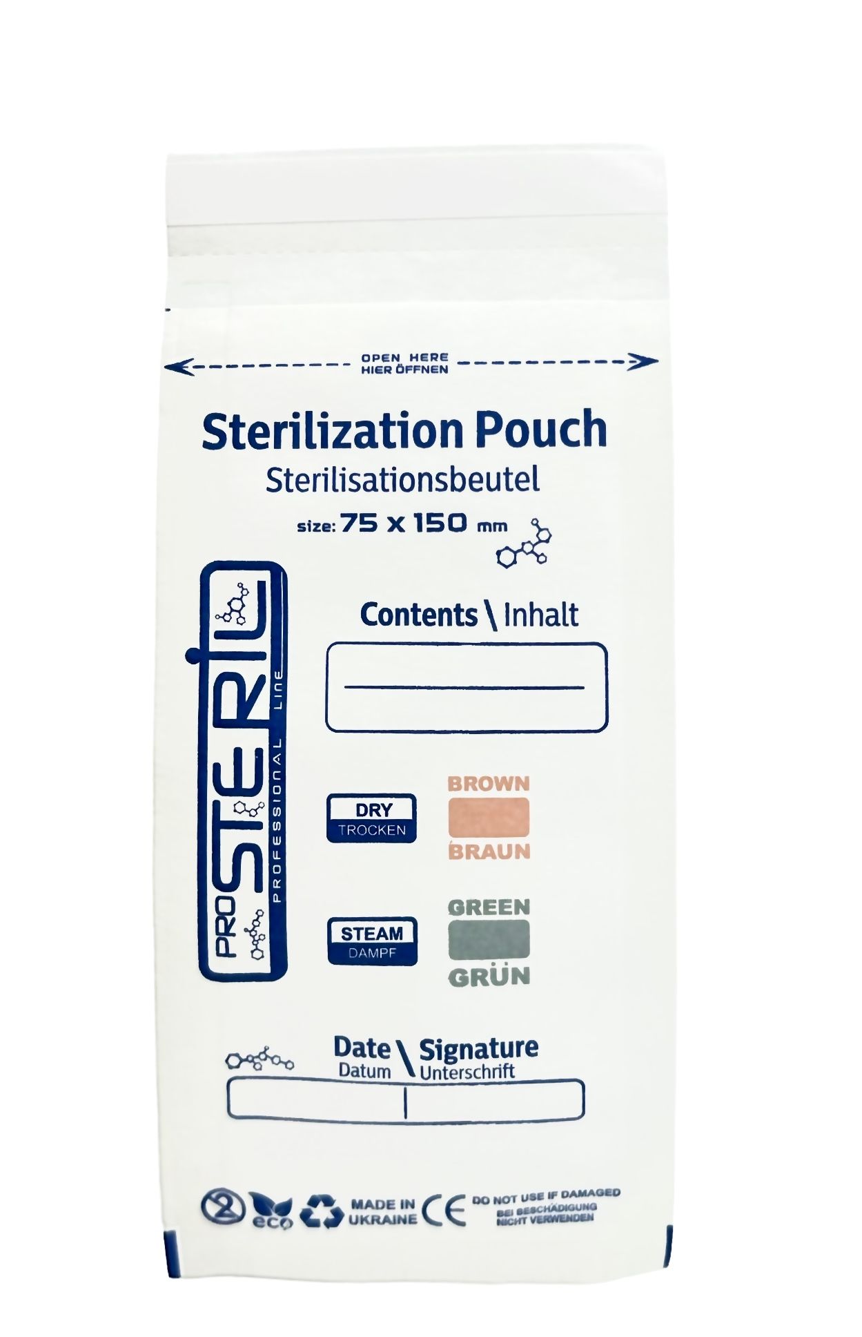 Bolsa de esterilización Kraft para horno 75X150 Blanca